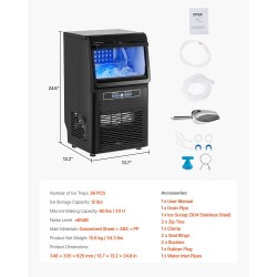 Jääpalakone ammattikäyttöön sinkitty teräs ABS 80 lbs/24 h 12 lbs jääsäiliö