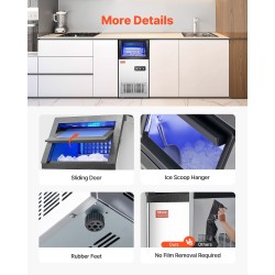 Kaupallinen jääpalakone ruostumaton teräs 120 paunaa 24 tunnissa itsepuhdistus