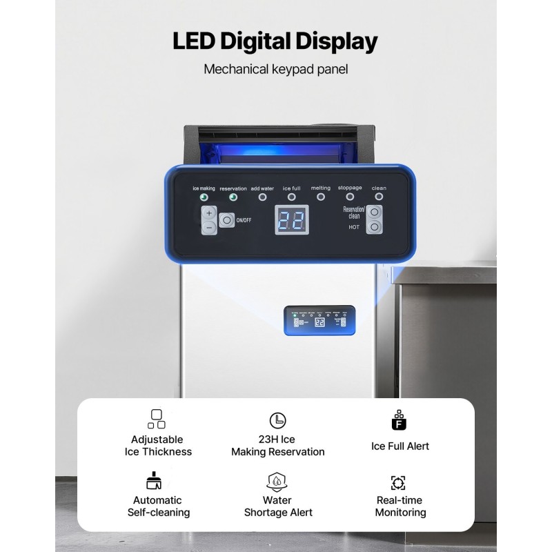 Vapaasti seisova kaupallinen jääkaasutin ruostumaton teräs 110 paunaa vuorokaudessa 28 paunaa säilytys