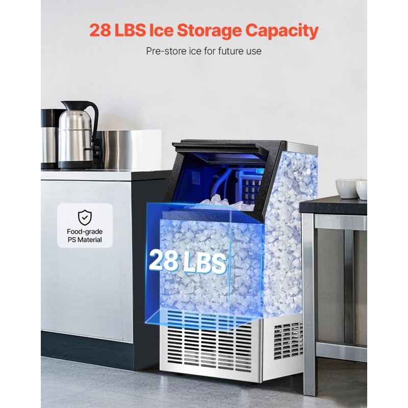 Kaupallinen jääpalakone ruostumatonta terästä ja PP-muovia noin 50 kg vuorokaudessa