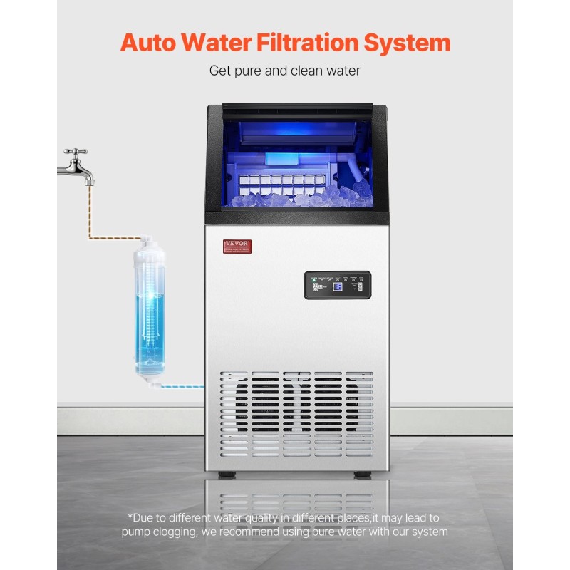 Kaupallinen jääpalakone ruostumatonta terästä ja PP-muovia noin 50 kg vuorokaudessa