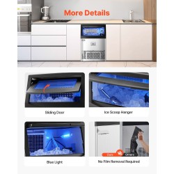 Jääpalakone ruostumaton teräs ja ABS-muovi 90 paunaa vuorokaudessa 33 paunan säiliö