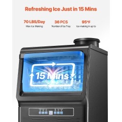 Jääpalakone kompakti ammattikeittiöön 70 paunaa vuorokaudessa 12 paunaa säilytys 36 jääpalaa