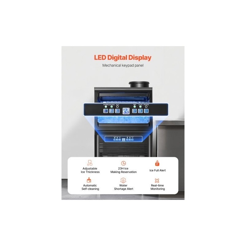 Jääpalakone kompakti ammattikeittiöön 70 paunaa vuorokaudessa 12 paunaa säilytys 36 jääpalaa