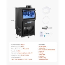 Jääpalakone kompakti ammattikeittiöön 70 paunaa vuorokaudessa 12 paunaa säilytys 36 jääpalaa