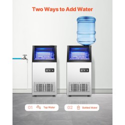 Jääpalakone kompakti vapaasti seisova ruostumaton teräs 80 lbs/24 h 28 lbs itsepuhdistus