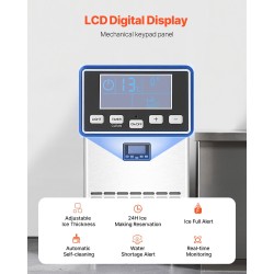 Jääpalakone vapaasti seisova ruostumatonta terästä 100 paunaa vuorokaudessa 33 paunan varasto digitaalinäytöllä