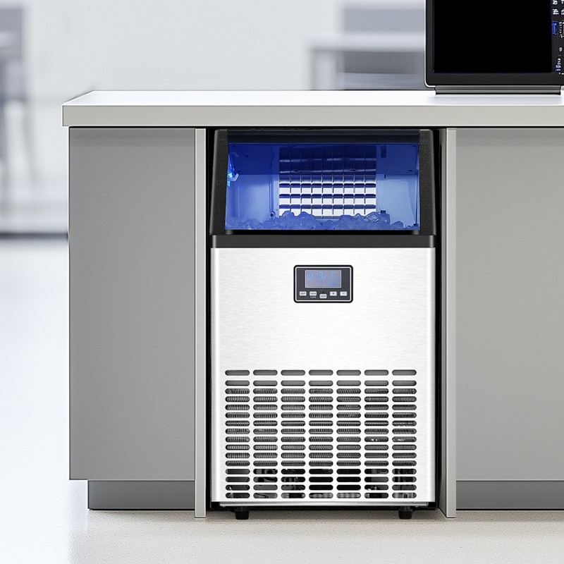 Jääpalakone vapaasti seisova ruostumatonta terästä 100 paunaa vuorokaudessa 33 paunan varasto digitaalinäytöllä