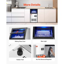 Vapaasti seisova kaupallinen jääpalakone 100 paunaa vuorokaudessa ruostumaton teräs itsepuhdistus