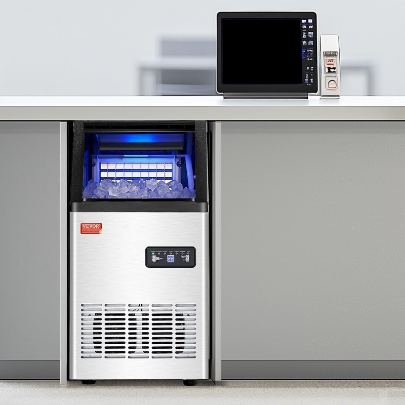 Vapaasti seisova kaupallinen jääpalakone 100 paunaa vuorokaudessa ruostumaton teräs itsepuhdistus