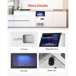 Kaupallinen vapaasti seisova jääkaasutin ruostumattomasta teräksestä 100 lbs/24h 28 lbs säiliö