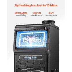 Vapaasti seisova jääpalakone ammattikäyttöön sinkitty teräs 90 paunaa vuorokaudessa 12 paunan jääsäiliö