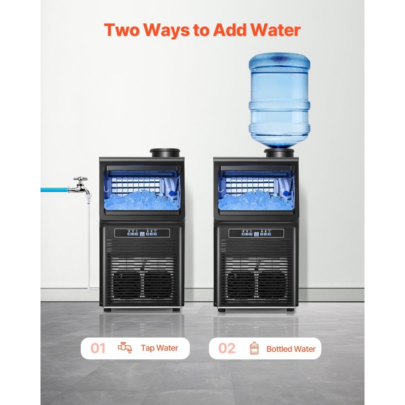 Vapaasti seisova jääpalakone ammattikäyttöön sinkitty teräs 90 paunaa vuorokaudessa 12 paunan jääsäiliö