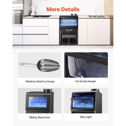 Vapaasti seisova jääpalakone ammattikäyttöön sinkitty teräs 90 paunaa vuorokaudessa 12 paunan jääsäiliö