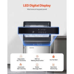 Jääpalakone vapaasti seisova ruostumaton teräs 110 paunaa vuorokaudessa 50 jääkuutiota 15 minuutissa