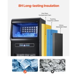 Kaupallinen jääpalakone 80 paunaa 24 tunnissa 12 paunaa säiliö 36 muottia itsepuhdistus