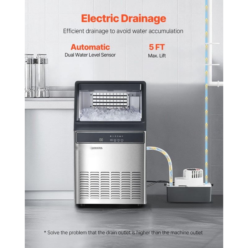 Jääpalakone ruostumatonta terästä 110 paunaa 24 tunnissa 33 paunaa säilytys itsepuhdistus