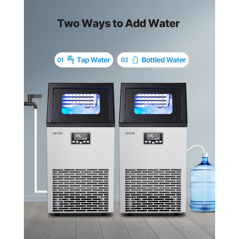 Jääpalakone ruostumaton teräs 54 kg/vrk 13 kg säiliö liukuovi itsepuhdistus