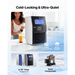 Jääpalakone ruostumatonta terästä 40,8 kg vuorokaudessa 5 kg varasto enintään 55 dB