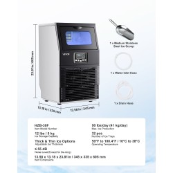 Jääpalakone ruostumatonta terästä 40,8 kg vuorokaudessa 5 kg varasto enintään 55 dB