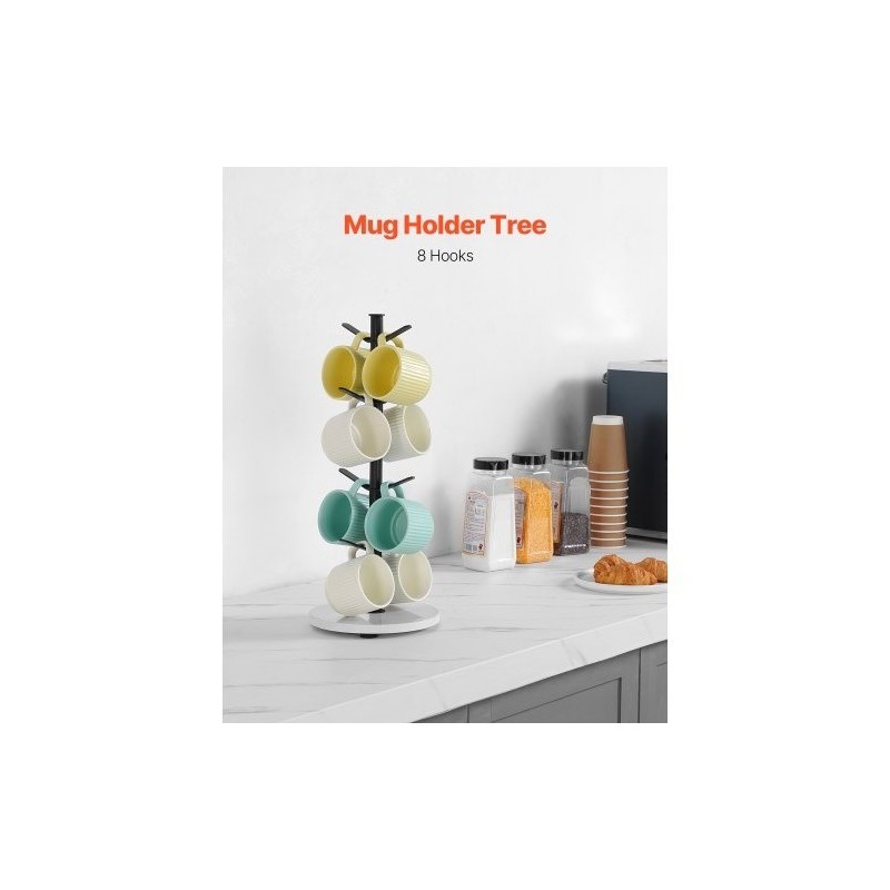 Mukiteline työtasolle puumainen rakenne hiiliteräsrunko marmorialustalla kahdeksalle mukille mattamusta