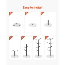 Mukiteline työtasolle puumainen rakenne hiiliteräsrunko marmorialustalla kahdeksalle mukille mattamusta