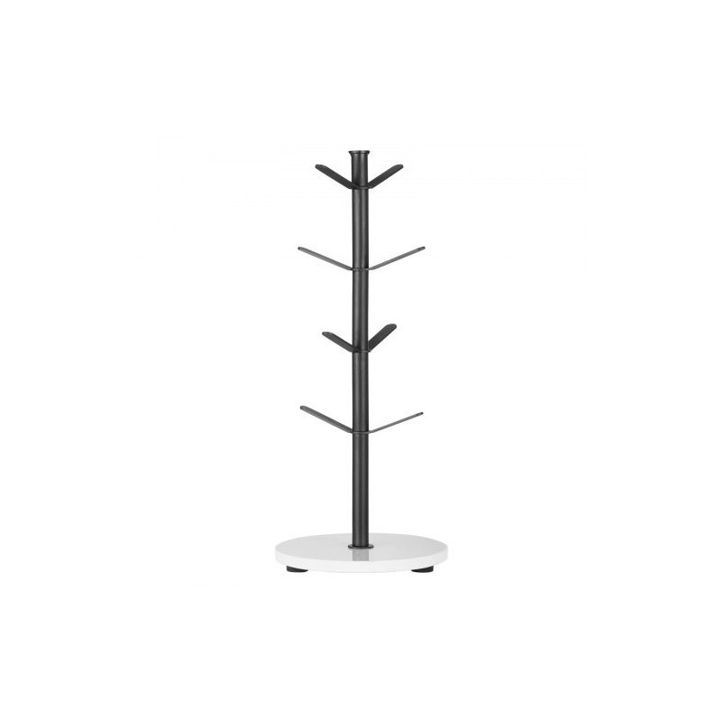 Mukiteline työtasolle puumainen rakenne hiiliteräsrunko marmorialustalla kahdeksalle mukille mattamusta