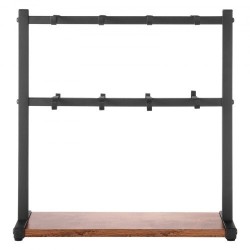 Kahvimukiteline tasolle asetettava hiiliteräksestä ja puusta 16 koukkua mattamusta