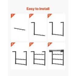 Seinään kiinnitettävä hiiliteräksinen mukiteline 12 koukkua ylähyllyllä matta musta keittiöön