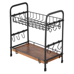 Työtasoinen kahvibaarin järjestelijä hiiliteräksinen matta musta 12 mukille