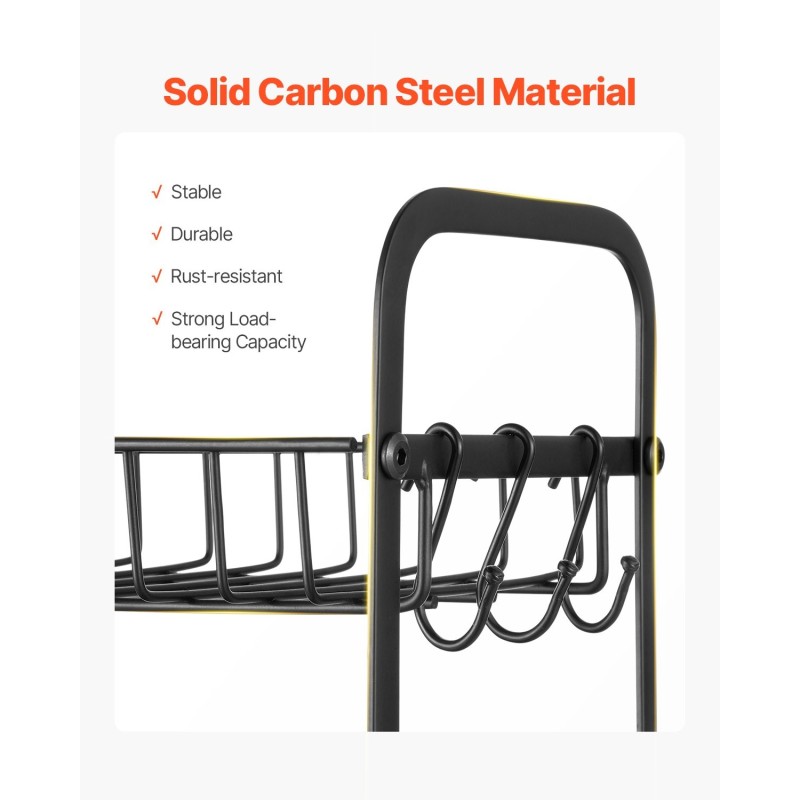 Työtasoinen kahvibaarin järjestelijä hiiliteräksinen matta musta 12 mukille