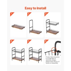 Työtasoinen kahvibaarin järjestelijä hiiliteräksinen matta musta 12 mukille