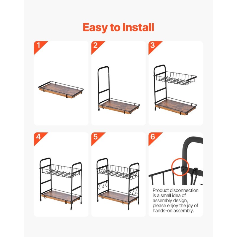 Työtasoinen kahvibaarin järjestelijä hiiliteräksinen matta musta 12 mukille