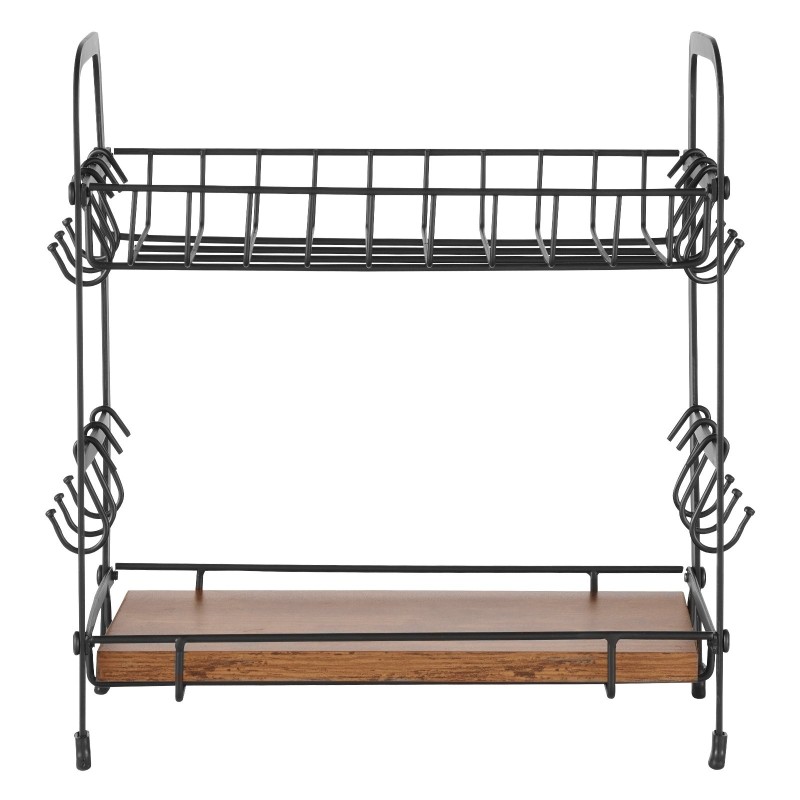 Työtasoinen kahvibaarin järjestelijä hiiliteräksinen matta musta 12 mukille