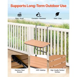 Ripustettava taittuva parvekepöytä ruostumaton teräs säänkestävä pöytälevy