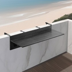 Taittuva ripustettava parvekekaidepöytä ruostumaton teräskannatin PS-muovinen pöytälevy 1500 x 300 mm