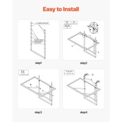 Parvekekaiteeseen ripustettava taittuva pöytä 610×410 mm ruostumattomasta teräksestä 5-portainen korkeussäätö
