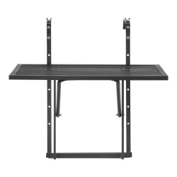 Parvekekaiteeseen ripustettava taittuva pöytä 610×410 mm ruostumattomasta teräksestä 5-portainen korkeussäätö