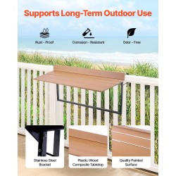 Parvekepöytä ruostumaton teräsrunko polystyreenipöytätaso taitettava viisiportainen korkeussäätö