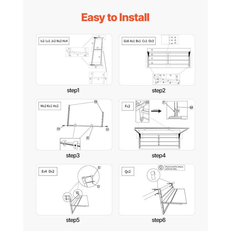 Parvekepöytä ruostumaton teräsrunko polystyreenipöytätaso taitettava viisiportainen korkeussäätö
