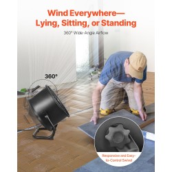 Teollinen lattiatuuletin 14-tuumainen metallirunkoinen 3-nopeuksinen 360-asteinen kantokahvalla alumiinilavoilla