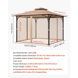 Sivuseinäverkko huvimajaan nelipaneelinen khakinvärinen 10×10×7 jalkaa
