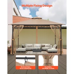 Paviljongin 4-paneeliset khakinväriset verkkoseinät sopivat useimpiin 10×12×7,3 jalkaa paviljonkeihin