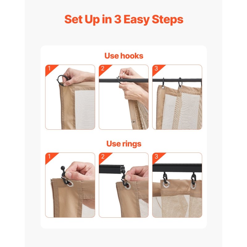 Paviljongin 4-paneeliset khakinväriset verkkoseinät sopivat useimpiin 10×12×7,3 jalkaa paviljonkeihin