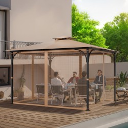 Paviljongin 4-paneeliset khakinväriset verkkoseinät sopivat useimpiin 10×12×7,3 jalkaa paviljonkeihin