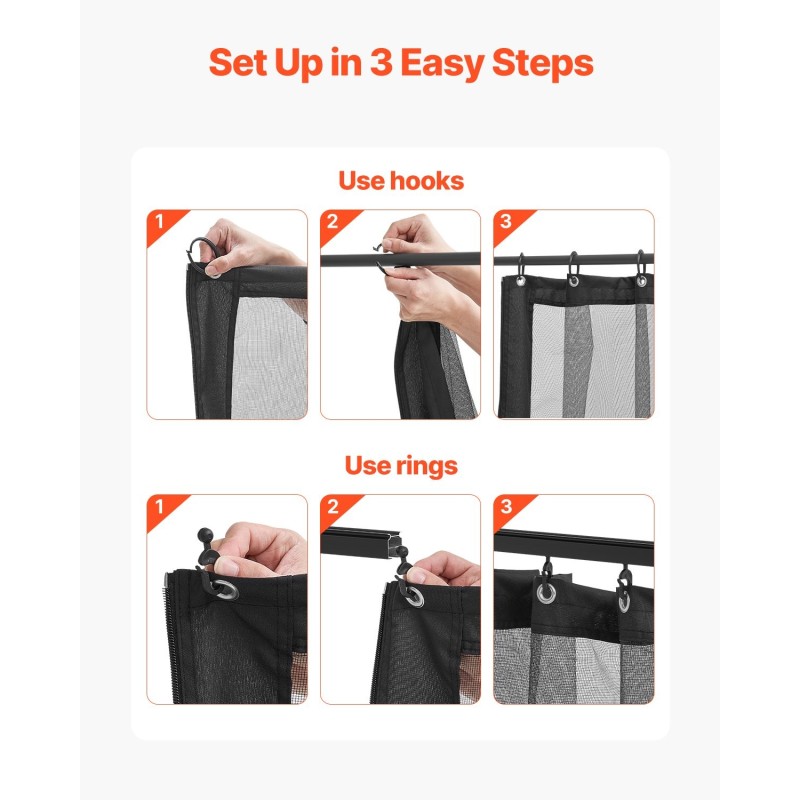 Paviljongin verkkosivuseinä 4-paneelinen musta hyönteissuoja hengittävä verkko 340×340×226 cm