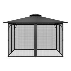 Paviljongin sivuseinäverkko musta 4 paneelia 275 375 205 cm