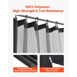 Paviljongin sivuseinäverkko 10 x 10 x 6,7 jalkaa musta 4-paneelinen