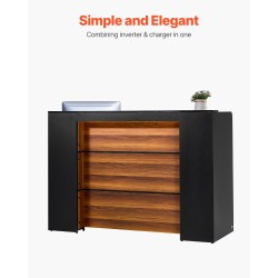 Vastaanottotiski MDF 1600x600x1110 mm musta-ruskea LED-valonauhalla