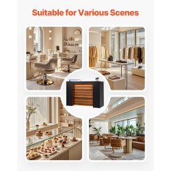 Vastaanottotiski MDF 1600x600x1110 mm musta-ruskea LED-valonauhalla